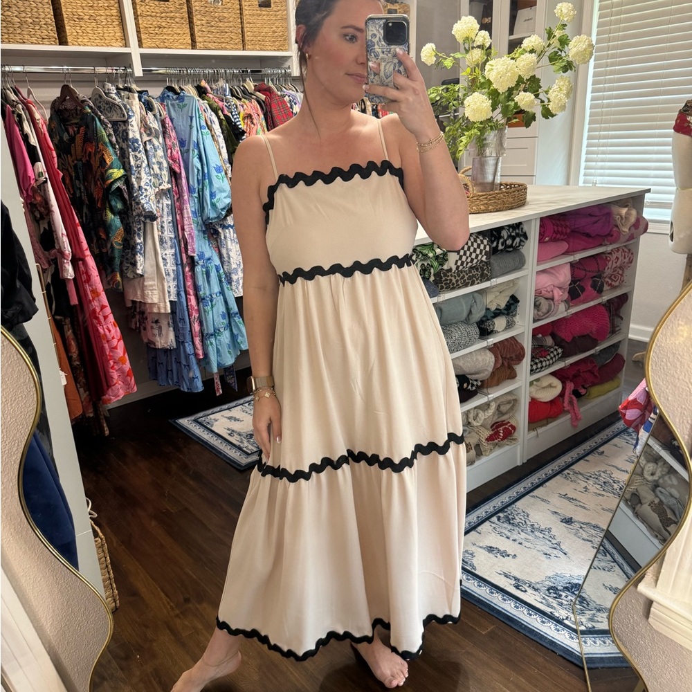 Elegant Cream and Black Women's Dress